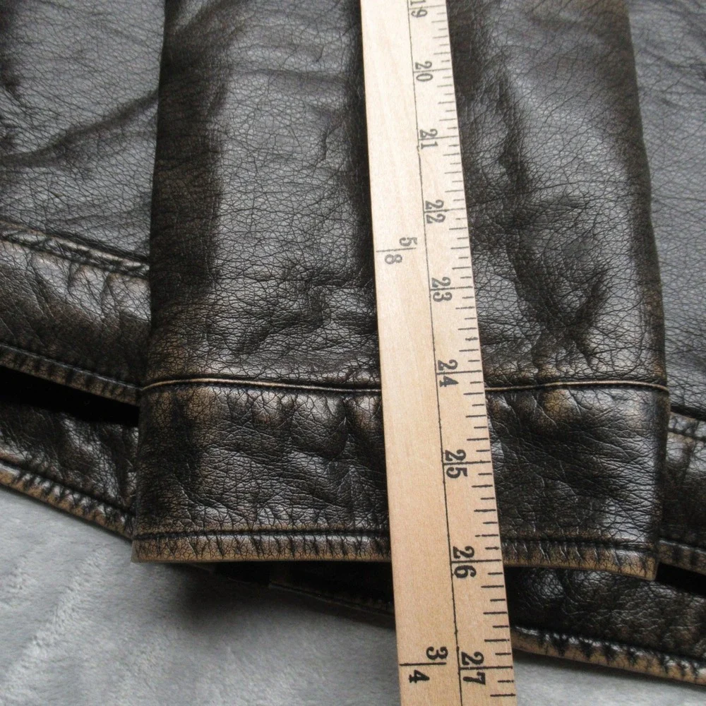 Levis Faux Leather Jacket Mens Large‎ Brown Sherpa Fleece Lined Full Zip Trucker - Picture 14 of 16